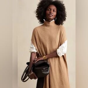 Banana Republic Camel Mock Neck Sweater Poncho